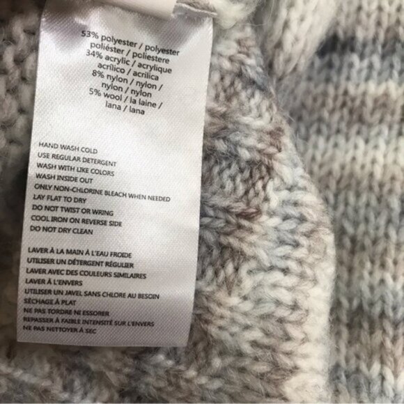 HALSTON NEW Puff Sleeve Sweater Chunky Knit Striped Mock Neck Cozy Wool Blend S - Picture 8 of 12